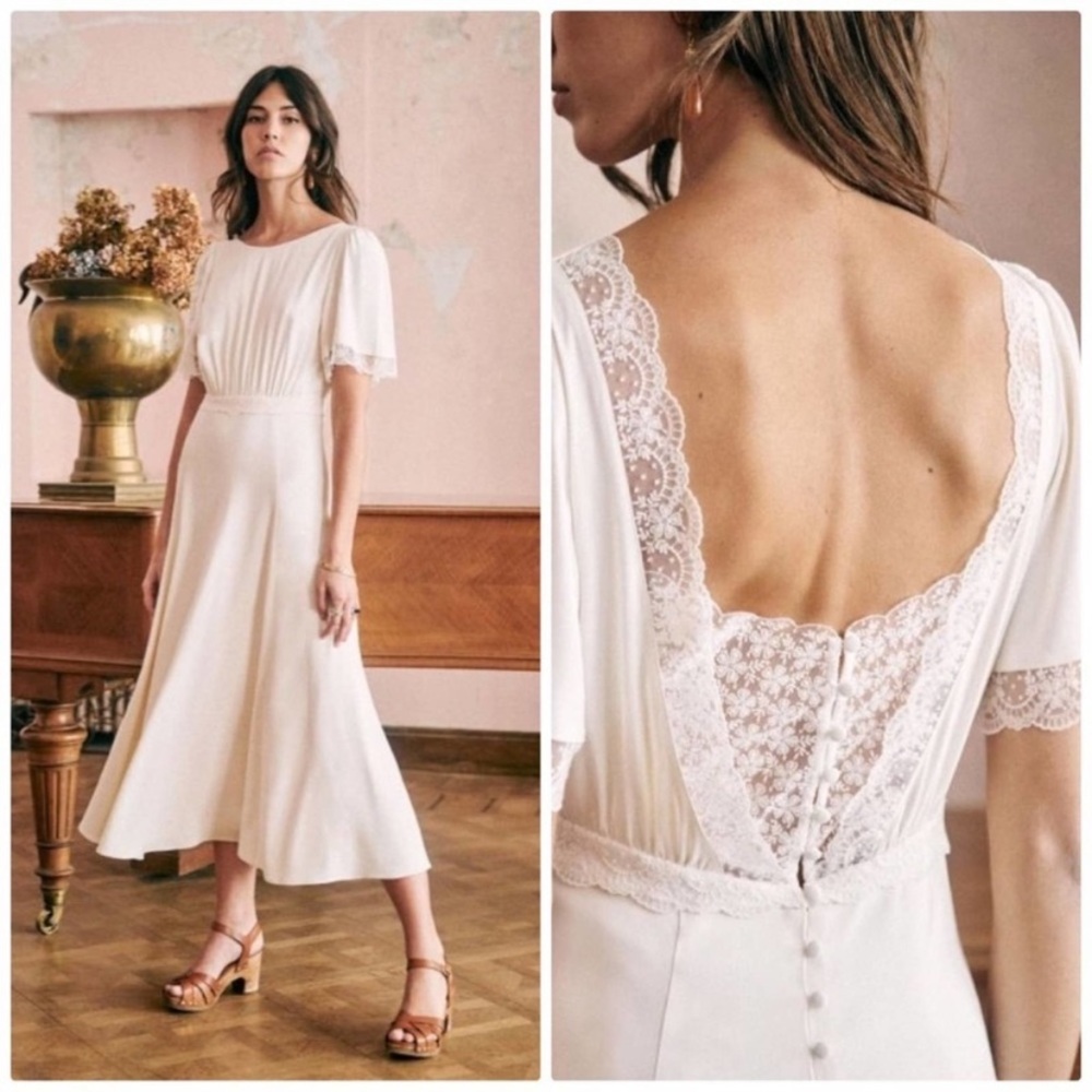 Sezane Elopement Wedding Gown Megan Midi Maxi Dress (Size US 4 EU 36)